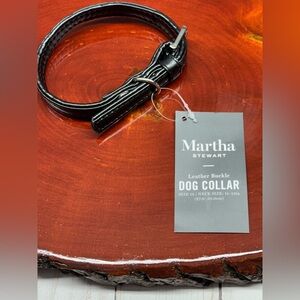 Martha Stewart Black Faux Leather Buckle Dog Collar Size 12 X-Small